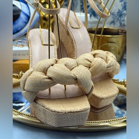 🆕 LOEFFLER RANDALL 🧿 NWOB Fae Natural Raffia Platform Puffy Braided Heel, Sz 7 - Picture 7 of 16